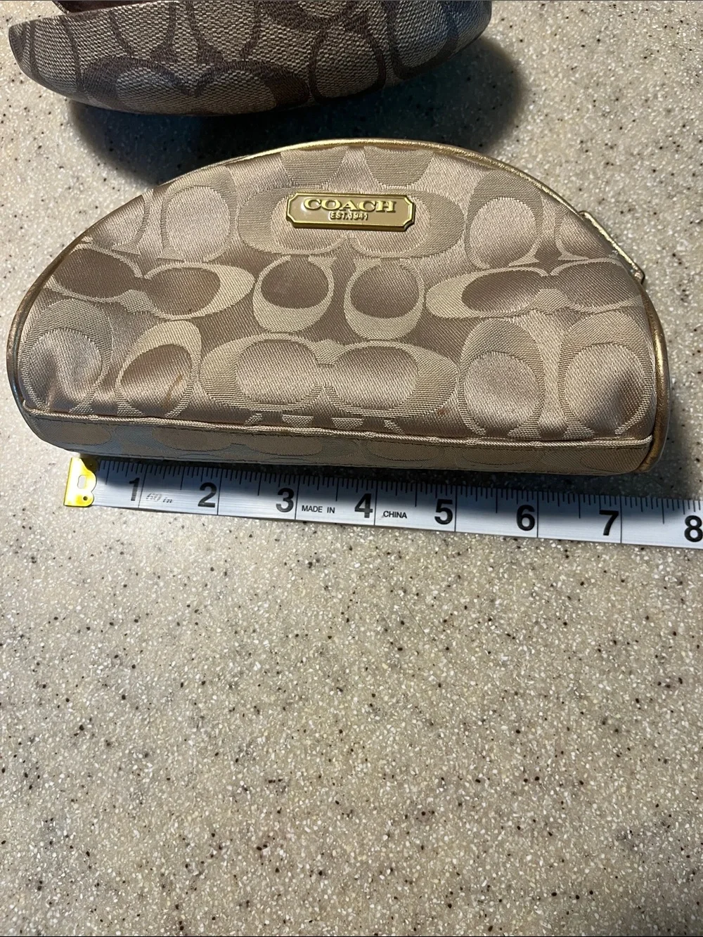 Coach Signature Monogram Cosmetic Pouch & Eyeglass Case in Taupe